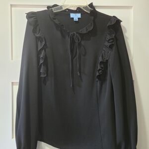 Elegant Black Ruffled Women's Top